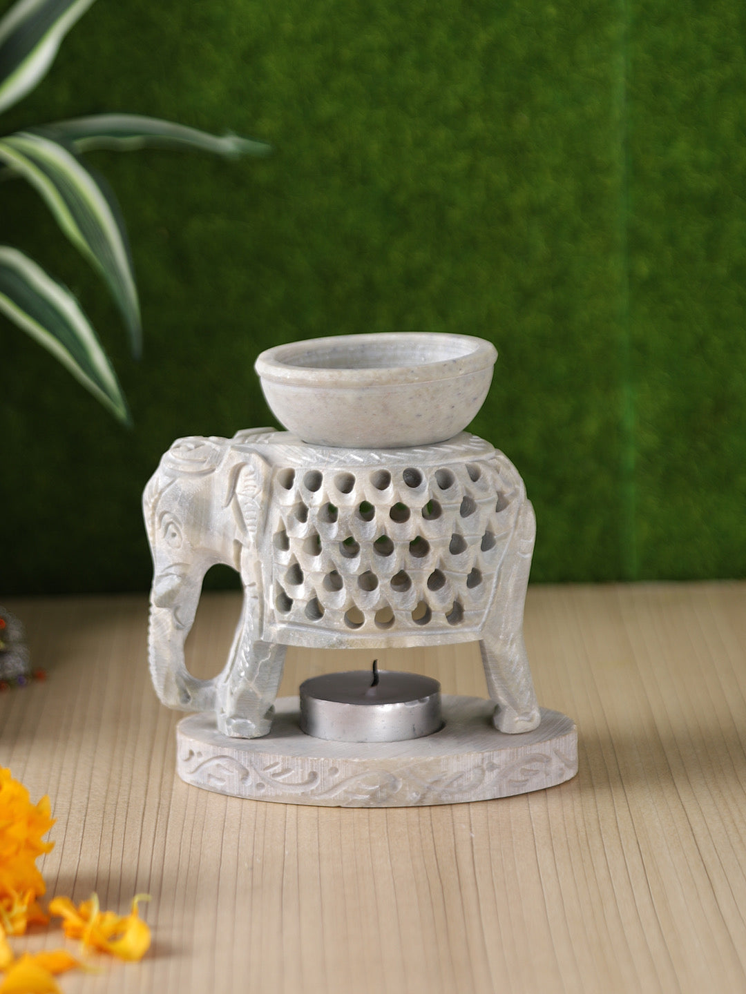 Soapstone Tealight Holder with Oil Diffuser - Default Title (SA2232B)