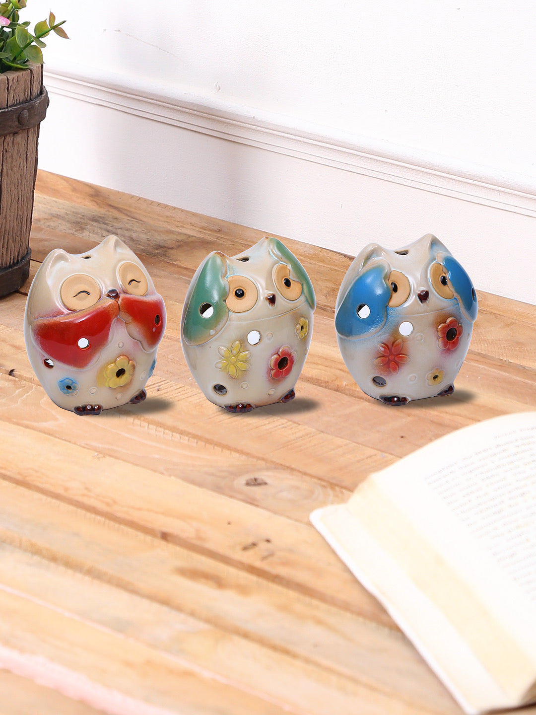 Laughing Colourful Owl Trio in Ceramic - Default Title (SHOW19545)