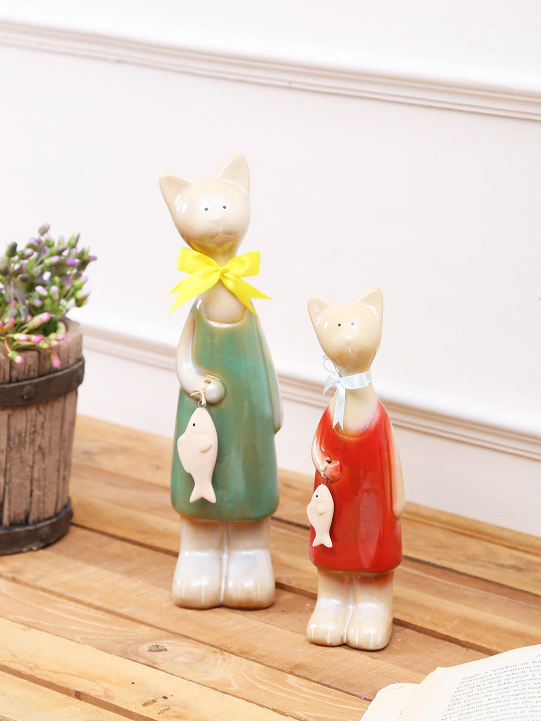 Keen Ceramic Cat Duo Holding Fishes - Default Title (SHOW19556)