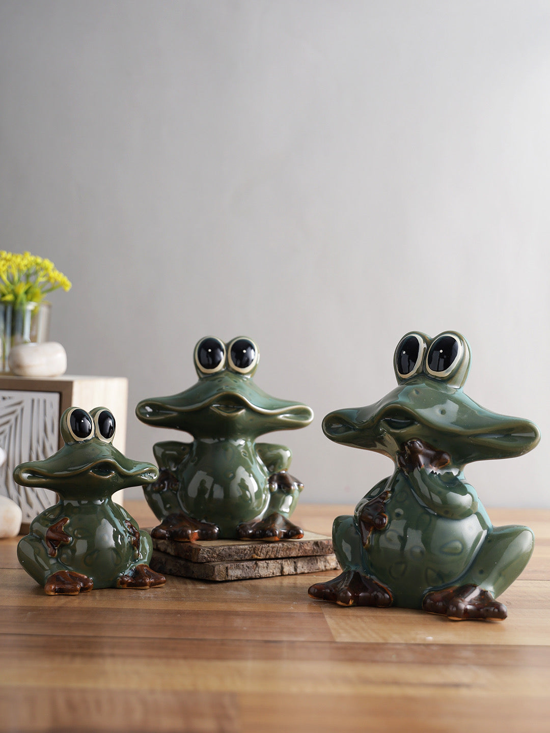 Set of 3 Wide-Eyed Ceramic Frog Family - Default Title (SHOW22094_3)