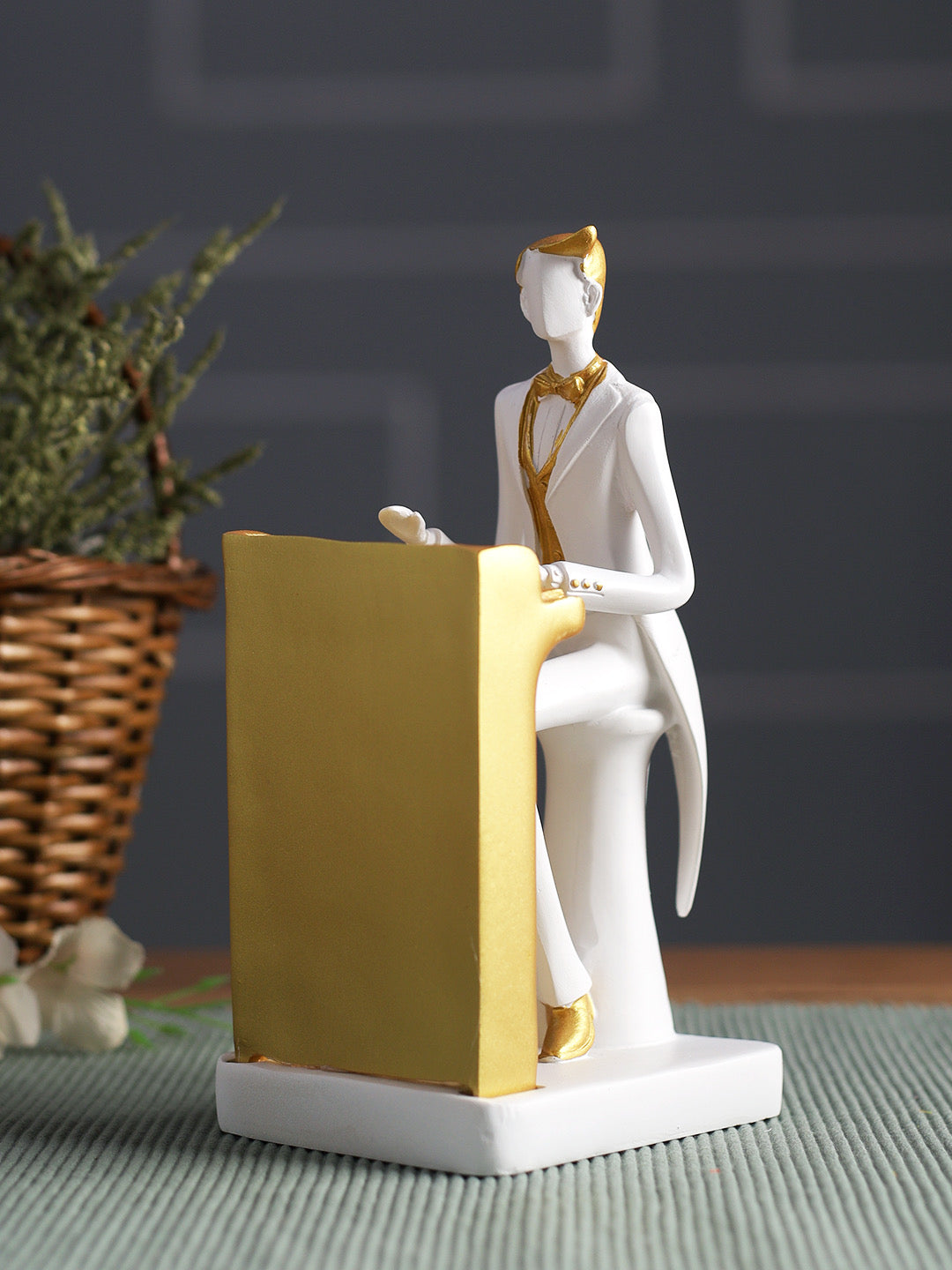 White & golden Piano Player Showpiece - Default Title (SHOW22343)