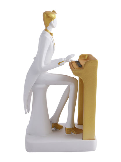 White & golden Piano Player Showpiece - Default Title (SHOW22343)