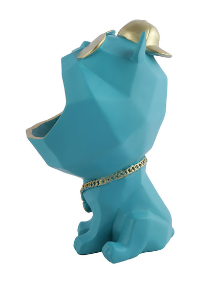 Teal Blue Dog Showpiece cum Container - Default Title (SHOW22352)