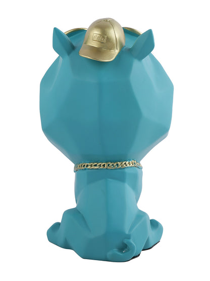 Teal Blue Dog Showpiece cum Container - Default Title (SHOW22352)