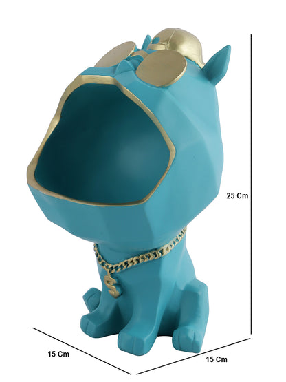 Teal Blue Dog Showpiece cum Container - Default Title (SHOW22352)