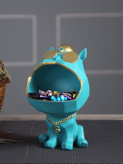 Teal Blue Dog Showpiece cum Container - Default Title (SHOW22352)