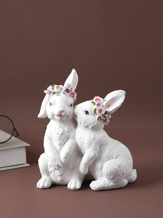 Kissing Couple Bunny Ceramic Showpiece - Default Title (SHOWC22043)