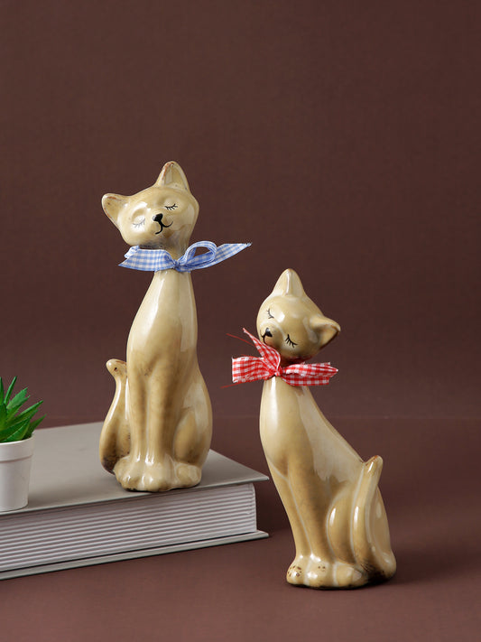 Lovely Cats Ceramic Showpiece - Set of 2 - Default Title (SHOWC22051_2)