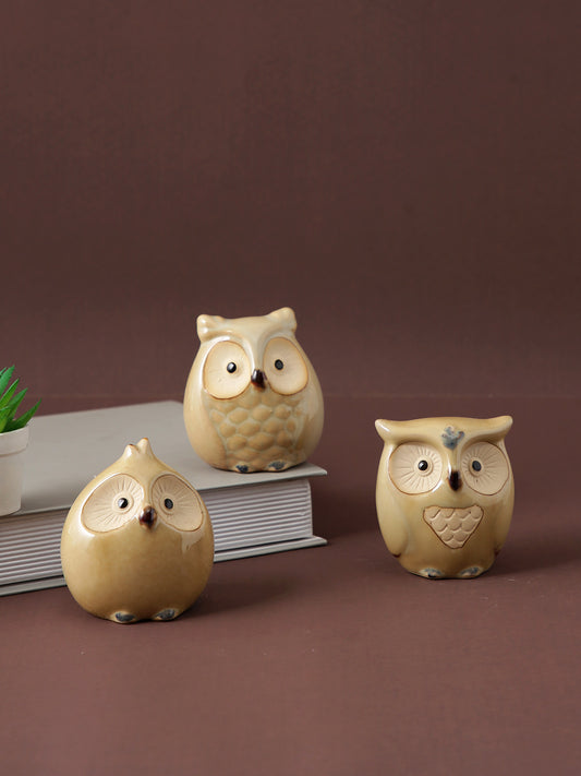 Ceramic Owl Showpiece - Set of 3 - Default Title (SHOWC22055_3)
