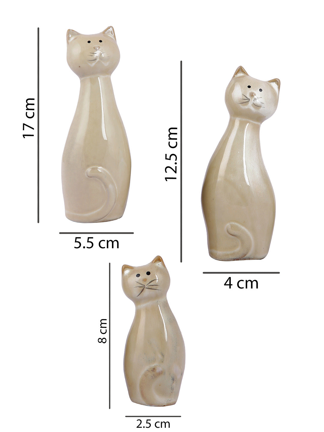 Cats Ceramic Showpiece - Set of 3 - Default Title (SHOWC22059_3)