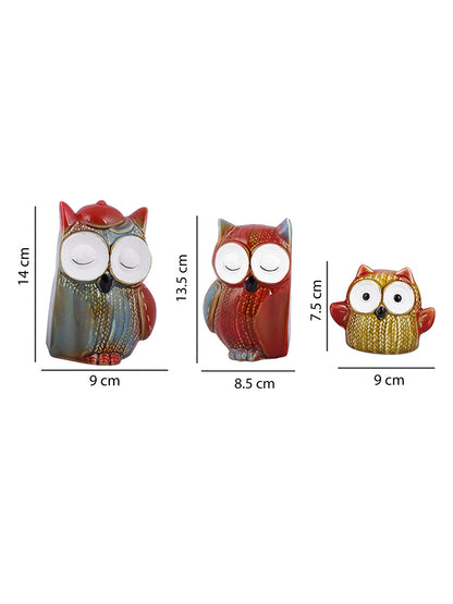 Set of 3 Owl Family Showpiece - Default Title (SHOWC22075_3)