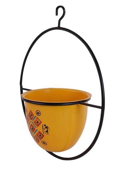 Circular Yellow Hanging metal Planter - Default Title (TCCH2106)