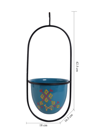 Oval shape Teal Hanging Planter - Default Title (TCCH2109)