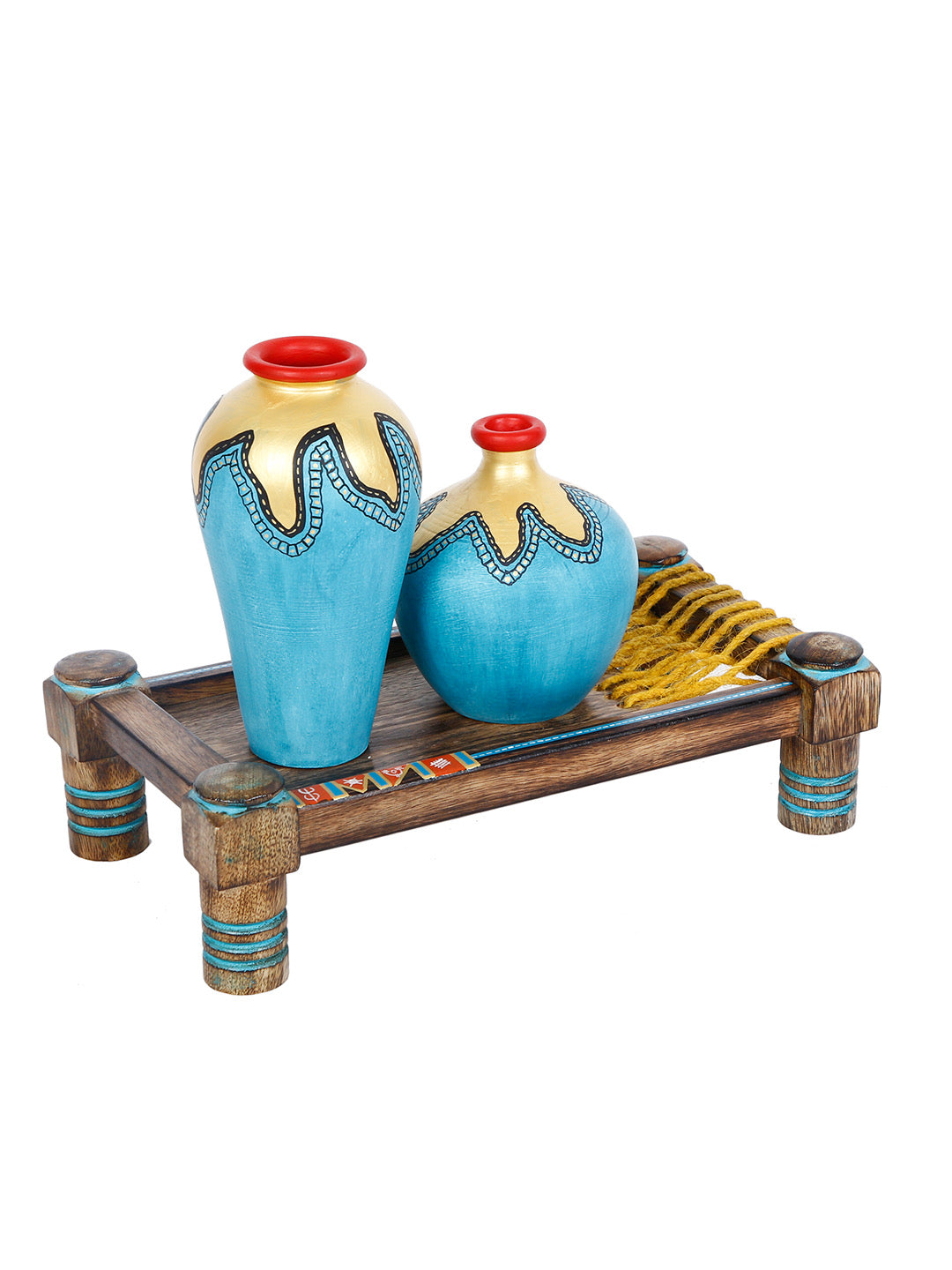 Terracotta Set of 2 Hand-painted Vases - Default Title (TCVASA2101_3)
