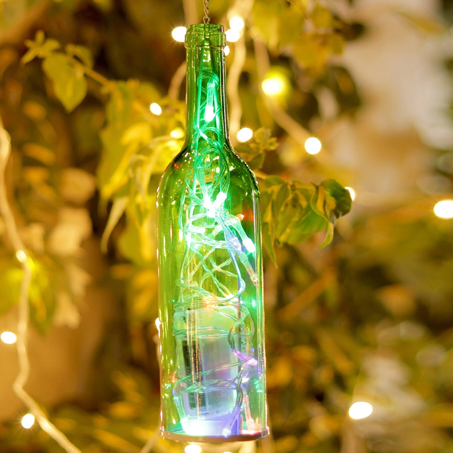 Transparent Bottle Style Hanging Tealight Holder - Default Title (TLT1515GR)