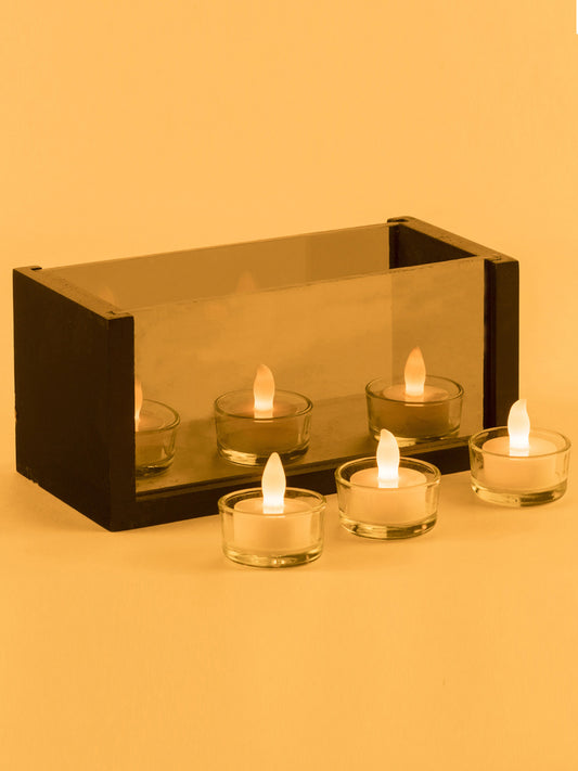 Rectangular Glass Walled Tealight Holder - Default Title (TLT1534)