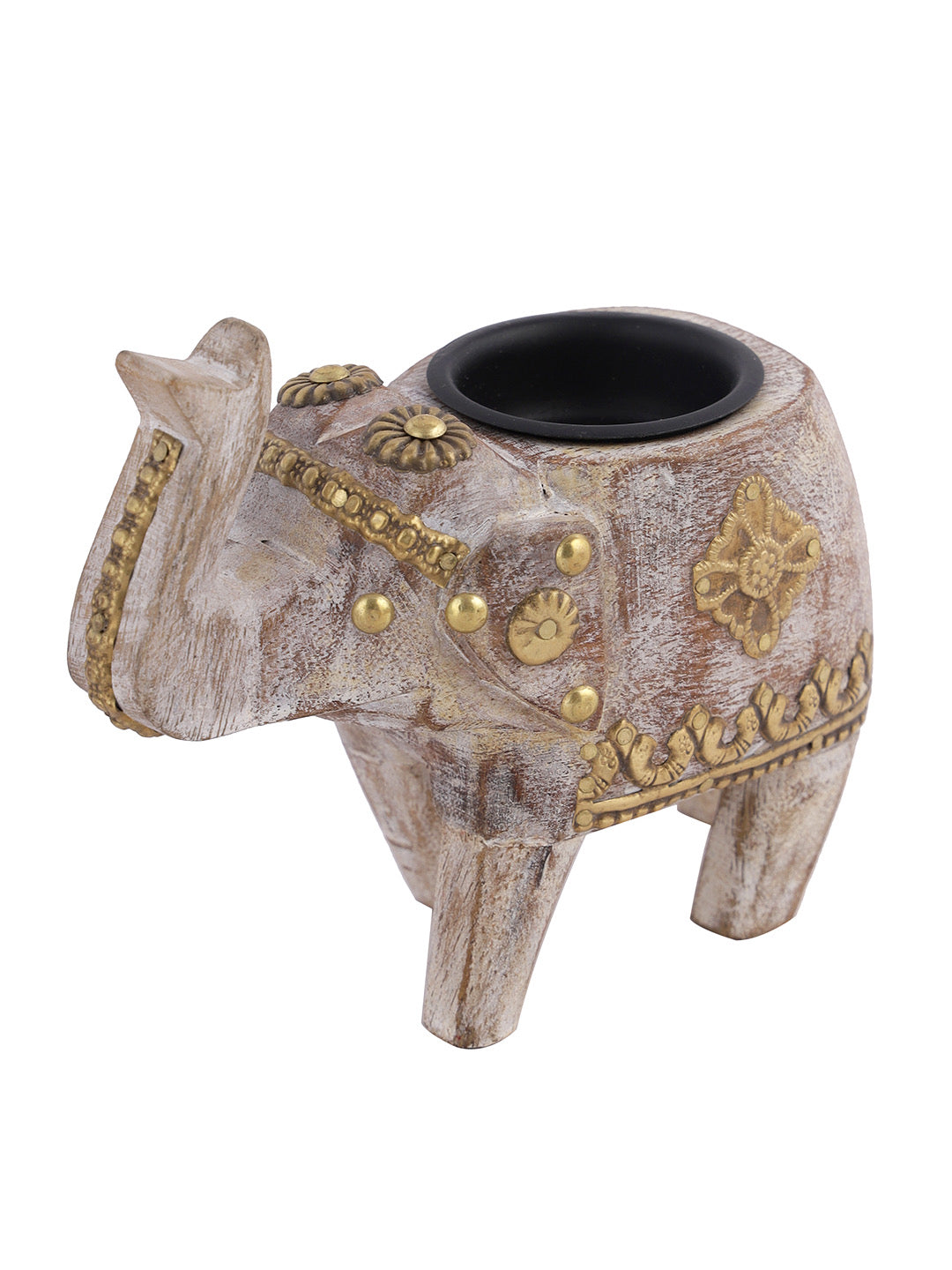 Elephant Shape Wooden Candle Holder - Default Title (TLTJM2212)