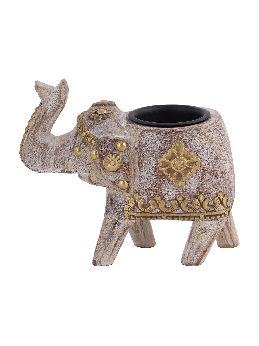 Elephant Shape Wooden Candle Holder - Default Title (TLTJM2212)