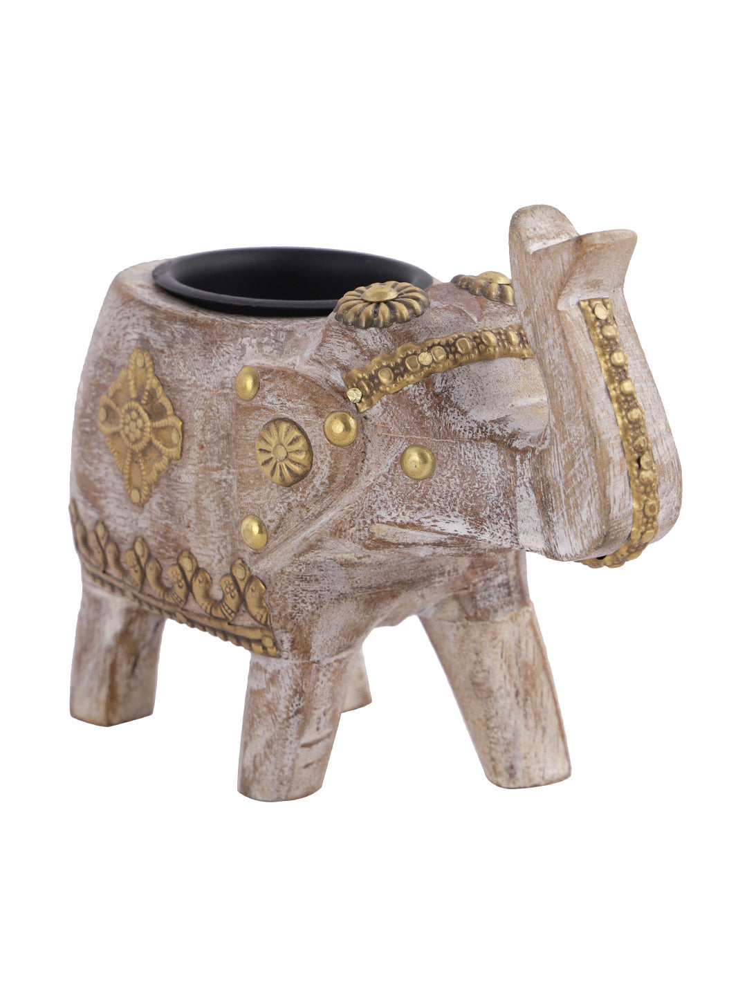 Elephant Shape Wooden Candle Holder - Default Title (TLTJM2212)