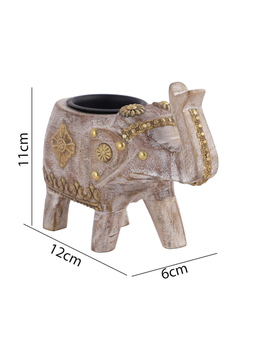 Elephant Shape Wooden Candle Holder - Default Title (TLTJM2212)