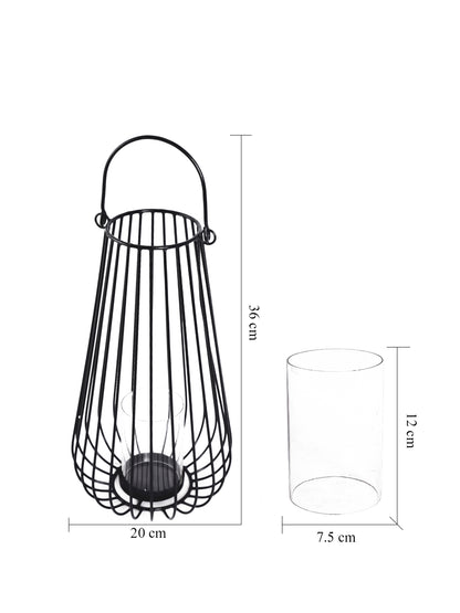 Set of 2 Metal Candle lantern with glass case
