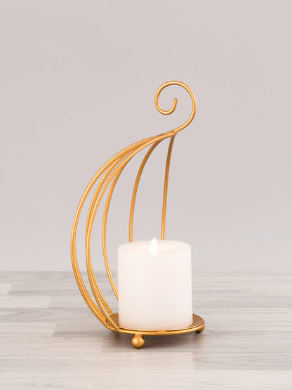 Handcrafted Oriental Design Golden ColorMetal Candle Holder - Default Title (TLTM2008)