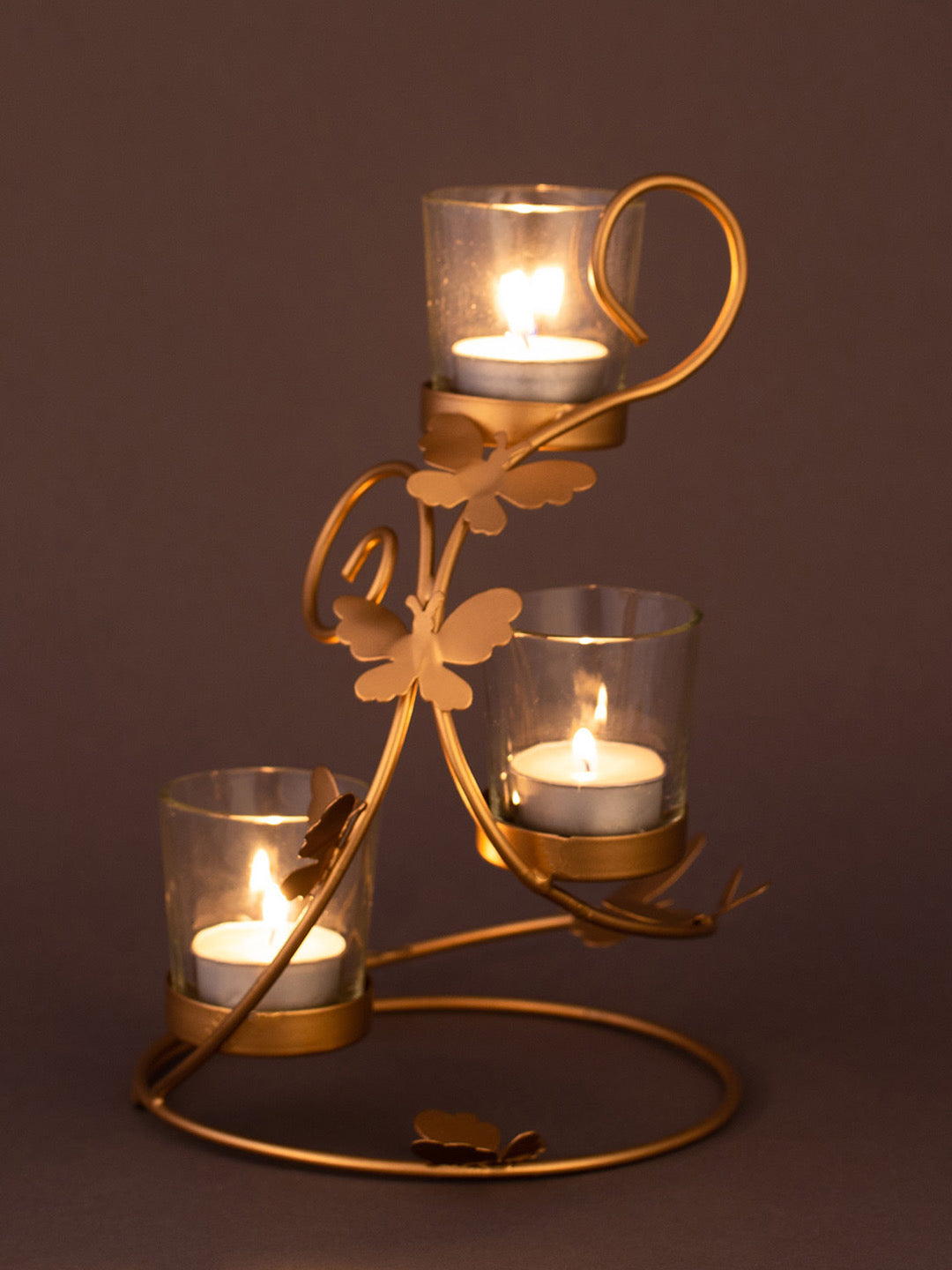 Handcrafted Golden Metal Tea Light Stand - Default Title (TLTM2013)