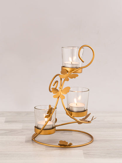 Handcrafted Golden Metal Tea Light Stand - Default Title (TLTM2013)