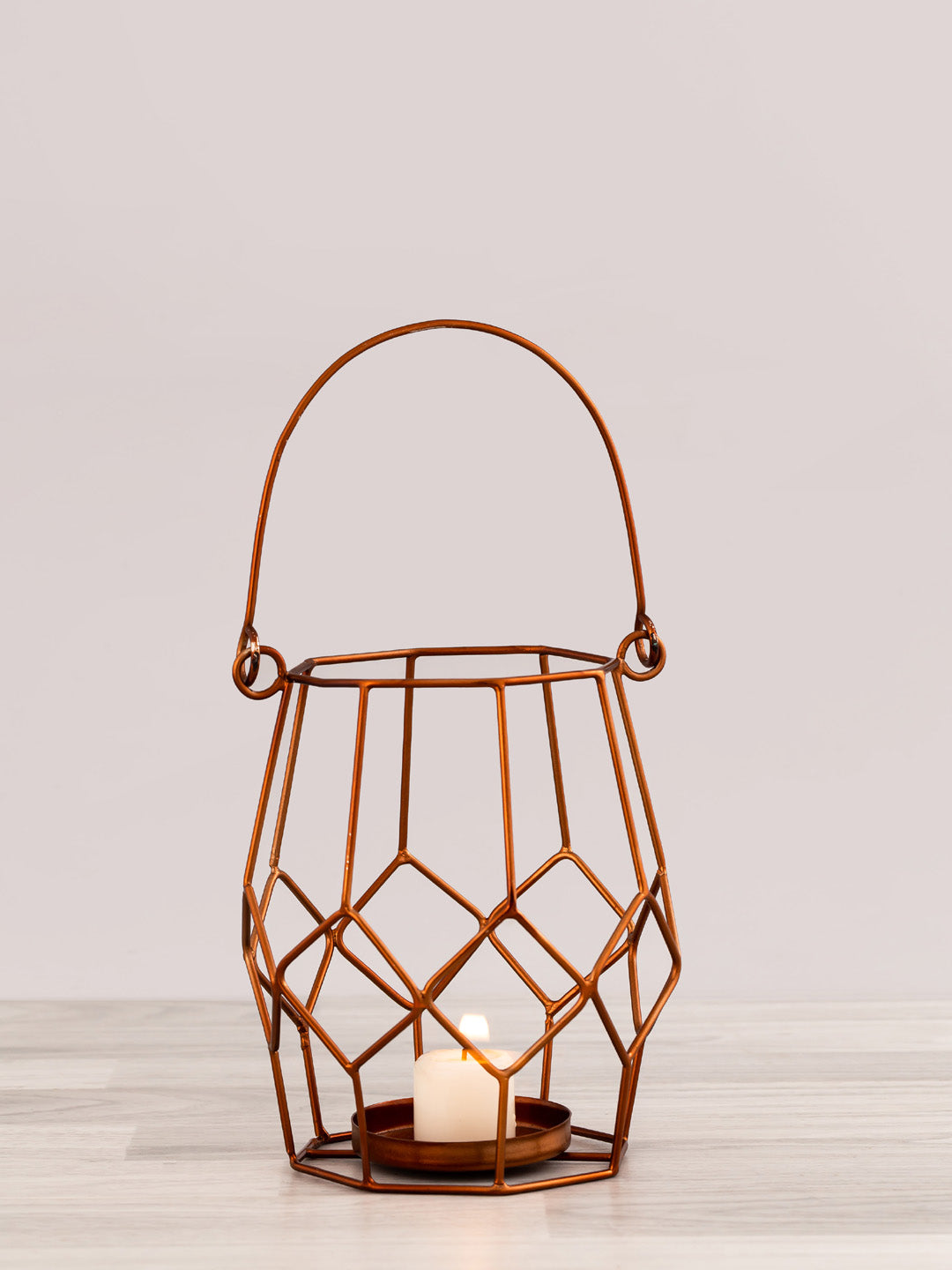 Rose Gold Iron Wire Candle Holder