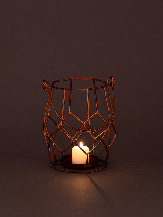 Rose Gold Iron Wire Candle Holder