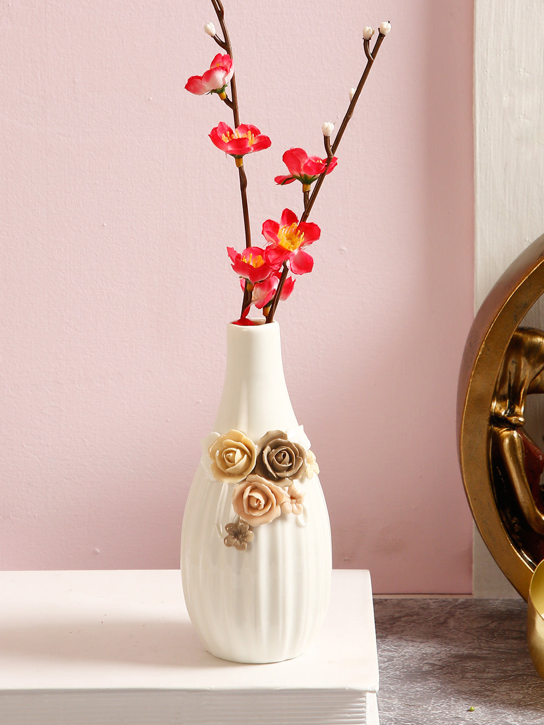 Ceramic White Flower Vase - Default Title (VAS18198A)