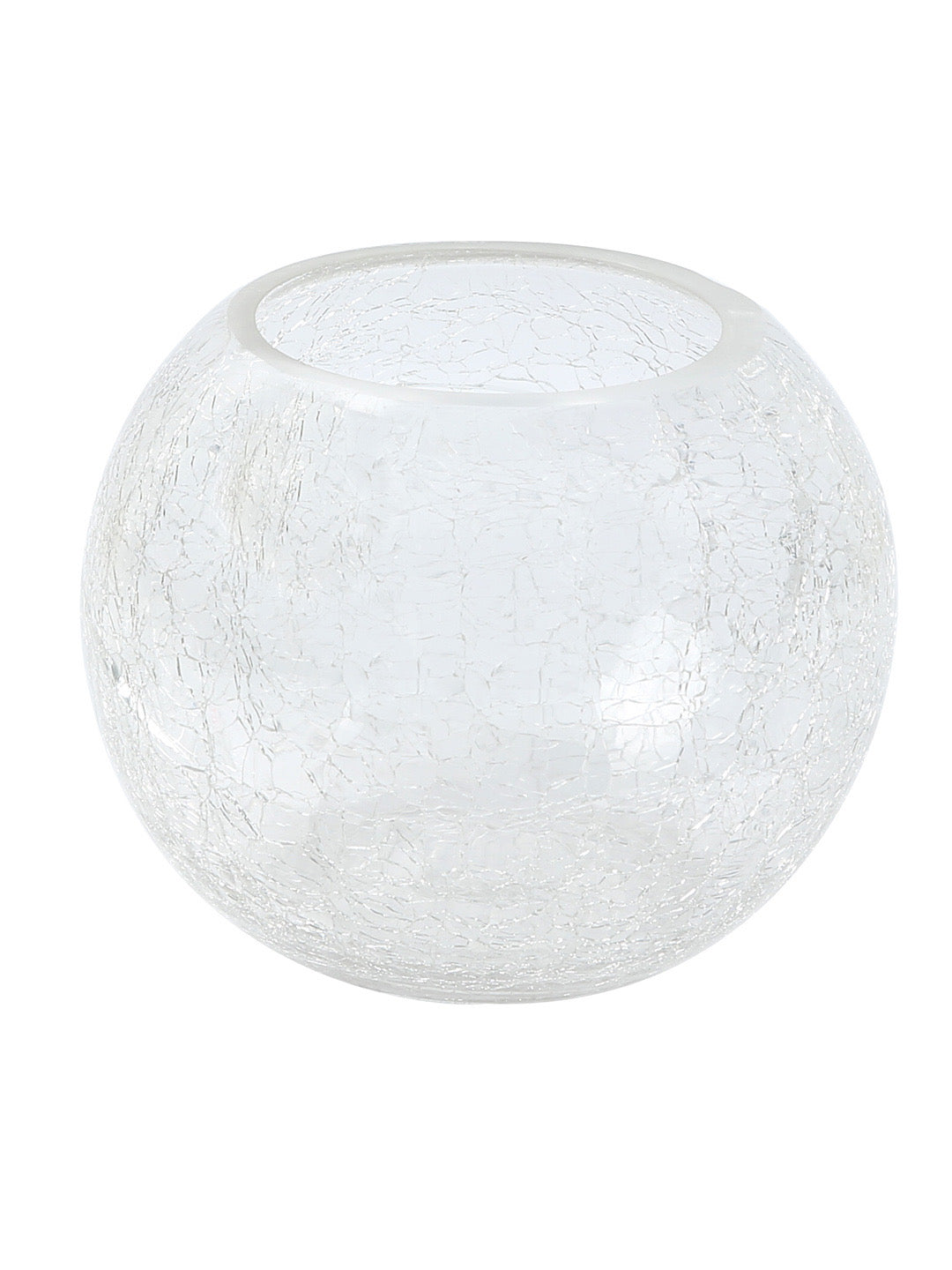 Hand Blown Crinkled Glass Round Vase - Default Title (VAS18268)