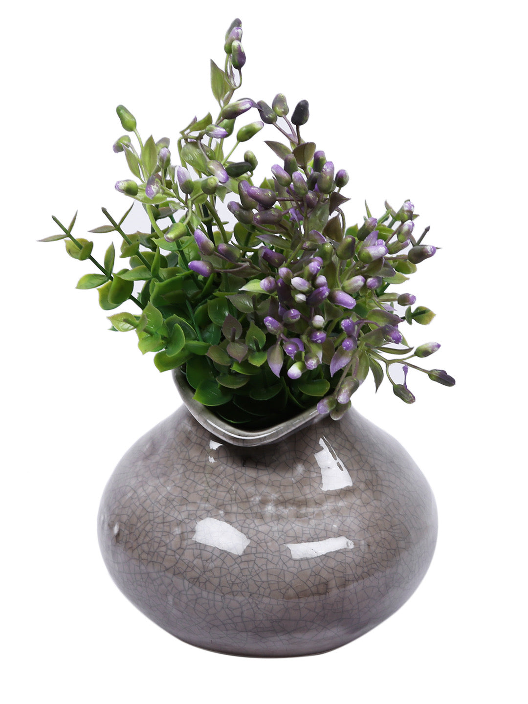 Natural Brown Ceramic Vase with Crackling Metallic Look - Default Title (VAS19104BR)