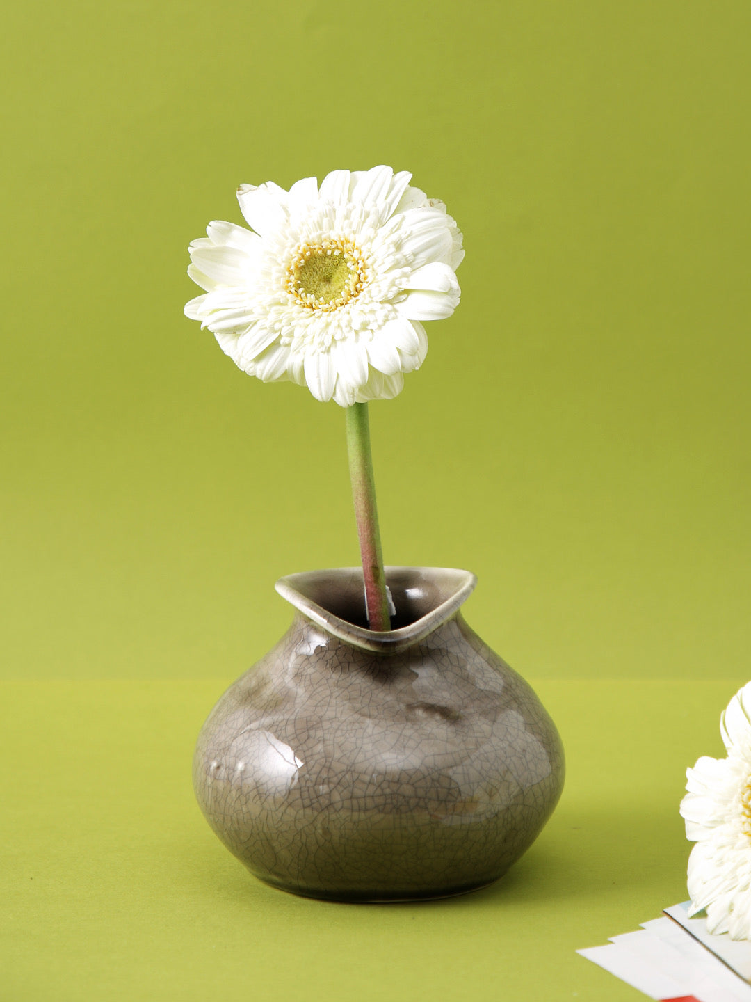Natural Brown Ceramic Vase with Crackling Metallic Look - Default Title (VAS19104BR)