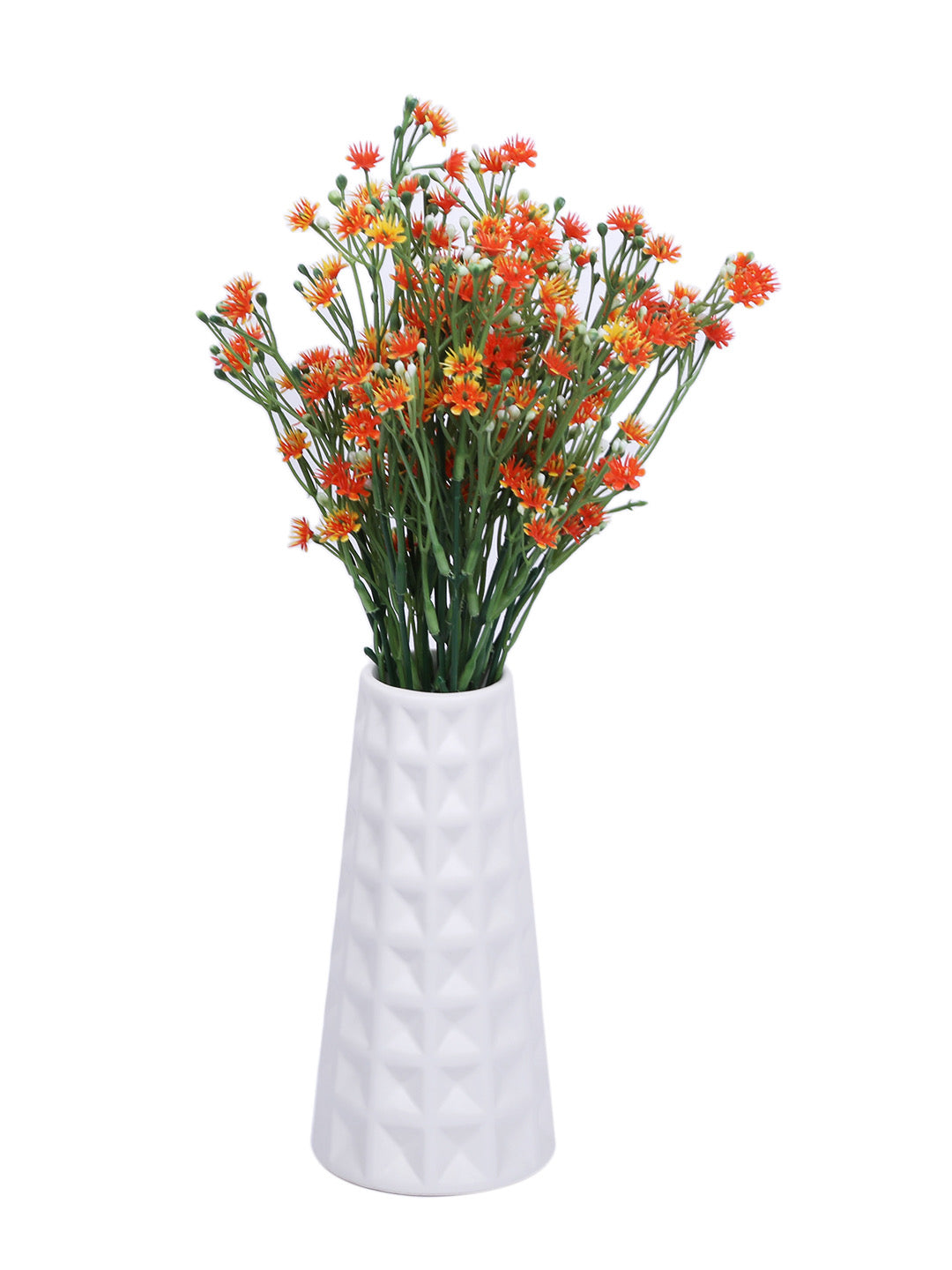 Handcrafted Waffle Design Ceramic Vase in White - Default Title (VAS1980WH)