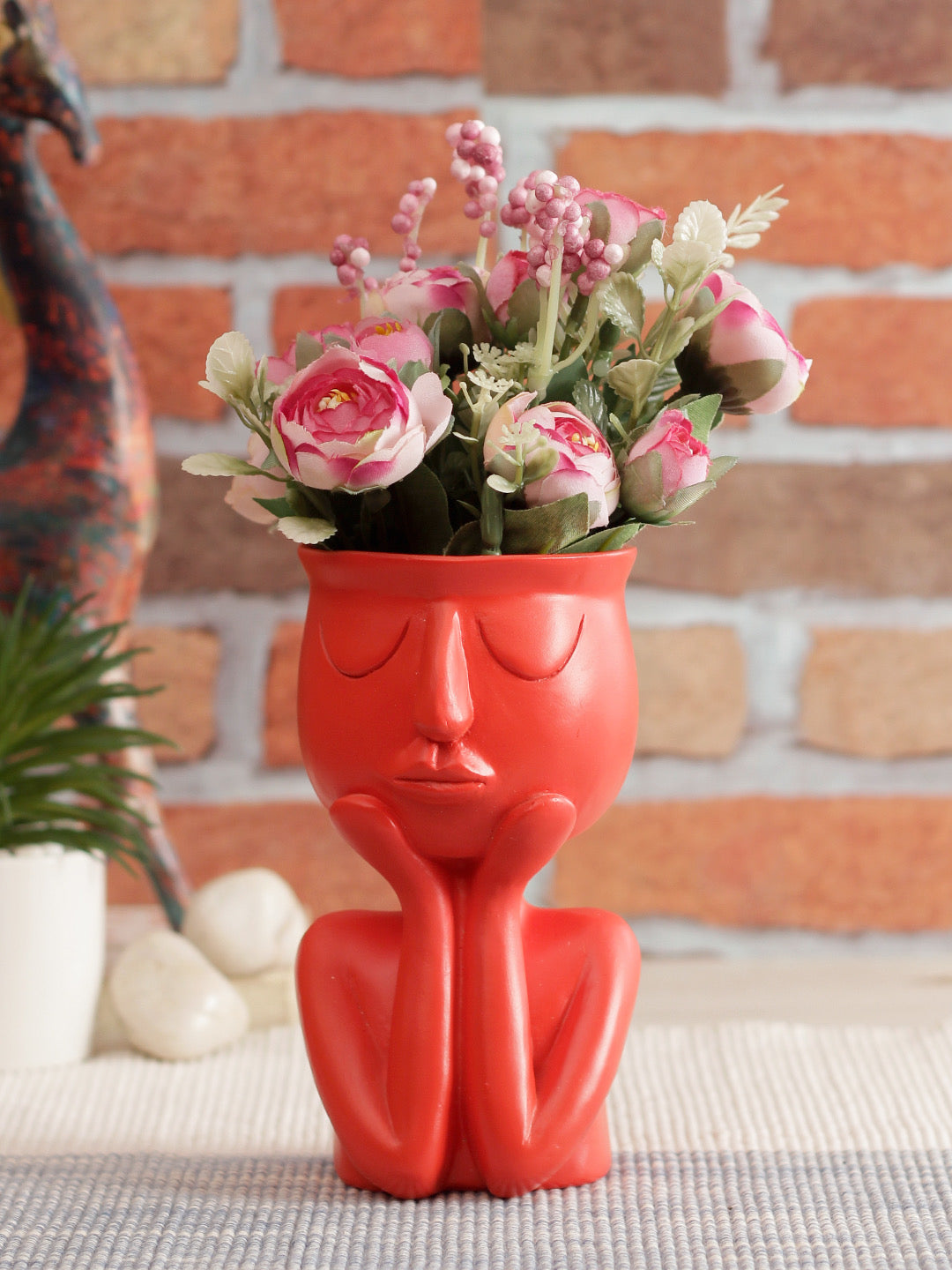 Red Coloured Human Figurine Flower Vase - Default Title (VAS2020190)