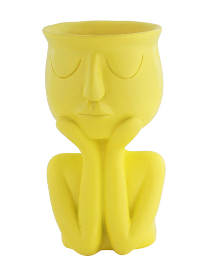 Yellow Coloured Human Figurine Flower Vase - Default Title (VAS2020191)