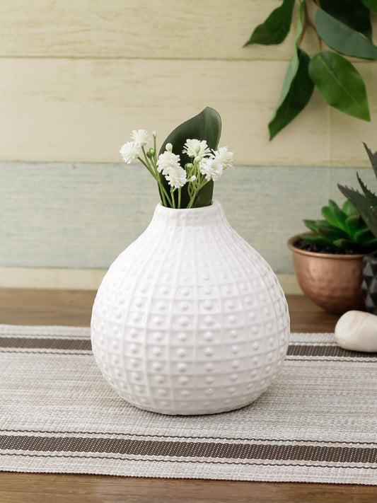 Handcrafted Ceramic Shiny White Flower Vase - Default Title (VAS20230WH)