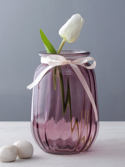 Wine Colour Glass Flower Vase - Default Title (VAS2025)