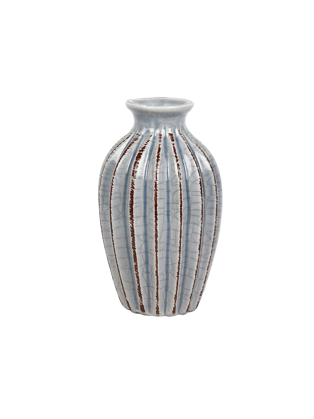 Handcrafted Grey Ceramic Flower Vase - Default Title (VAS20251GR)