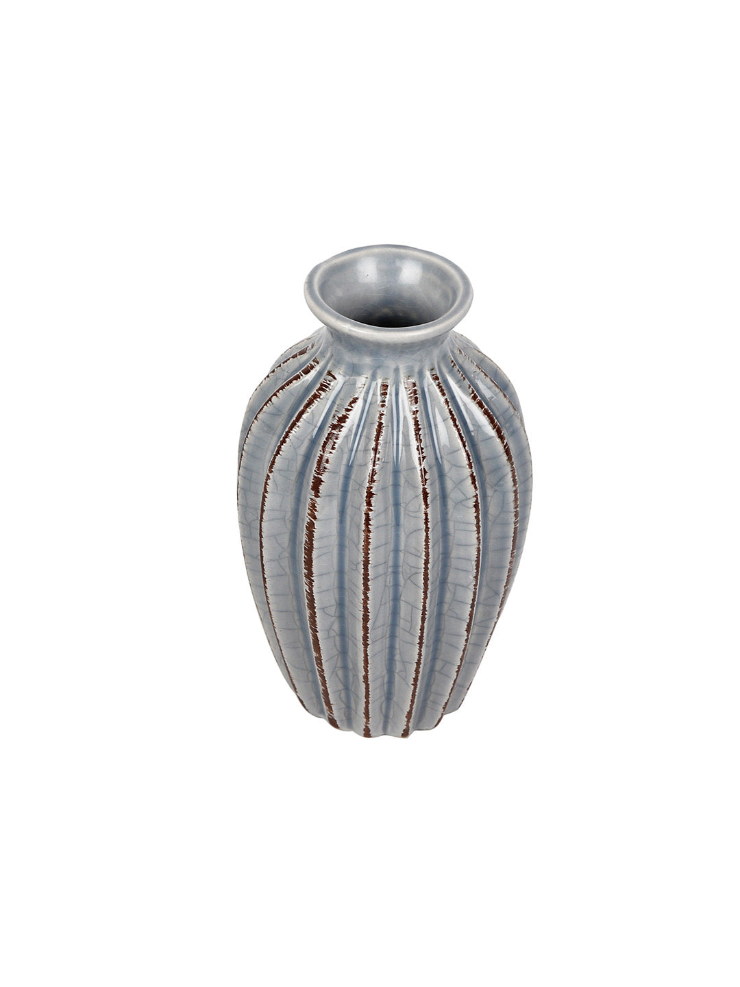 Handcrafted Grey Ceramic Flower Vase - Default Title (VAS20251GR)