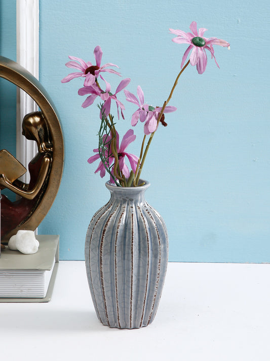 Handcrafted Grey Ceramic Flower Vase - Default Title (VAS20251GR)