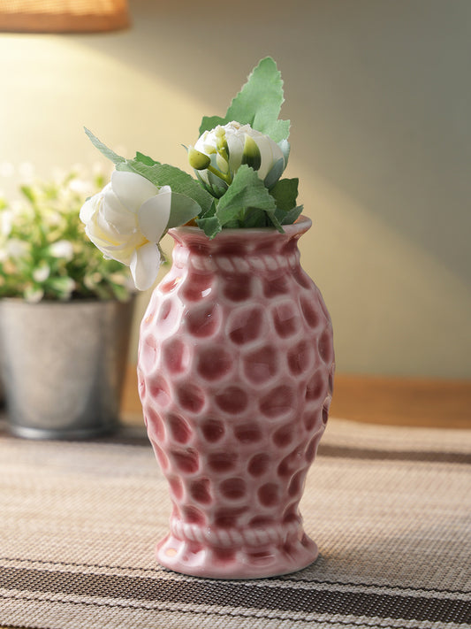 Abstract Finish Ceramic Pink Flower Vase - Default Title (VAS20254PI)