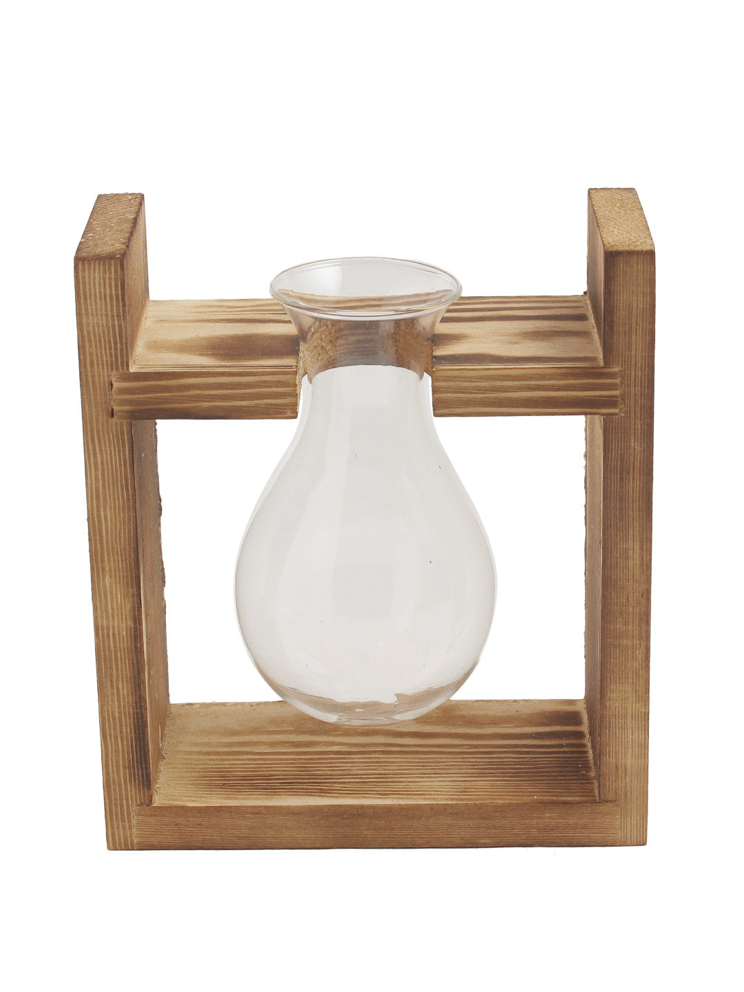 White Coloured Wood and Glass Vase - Default Title (VAS20347)