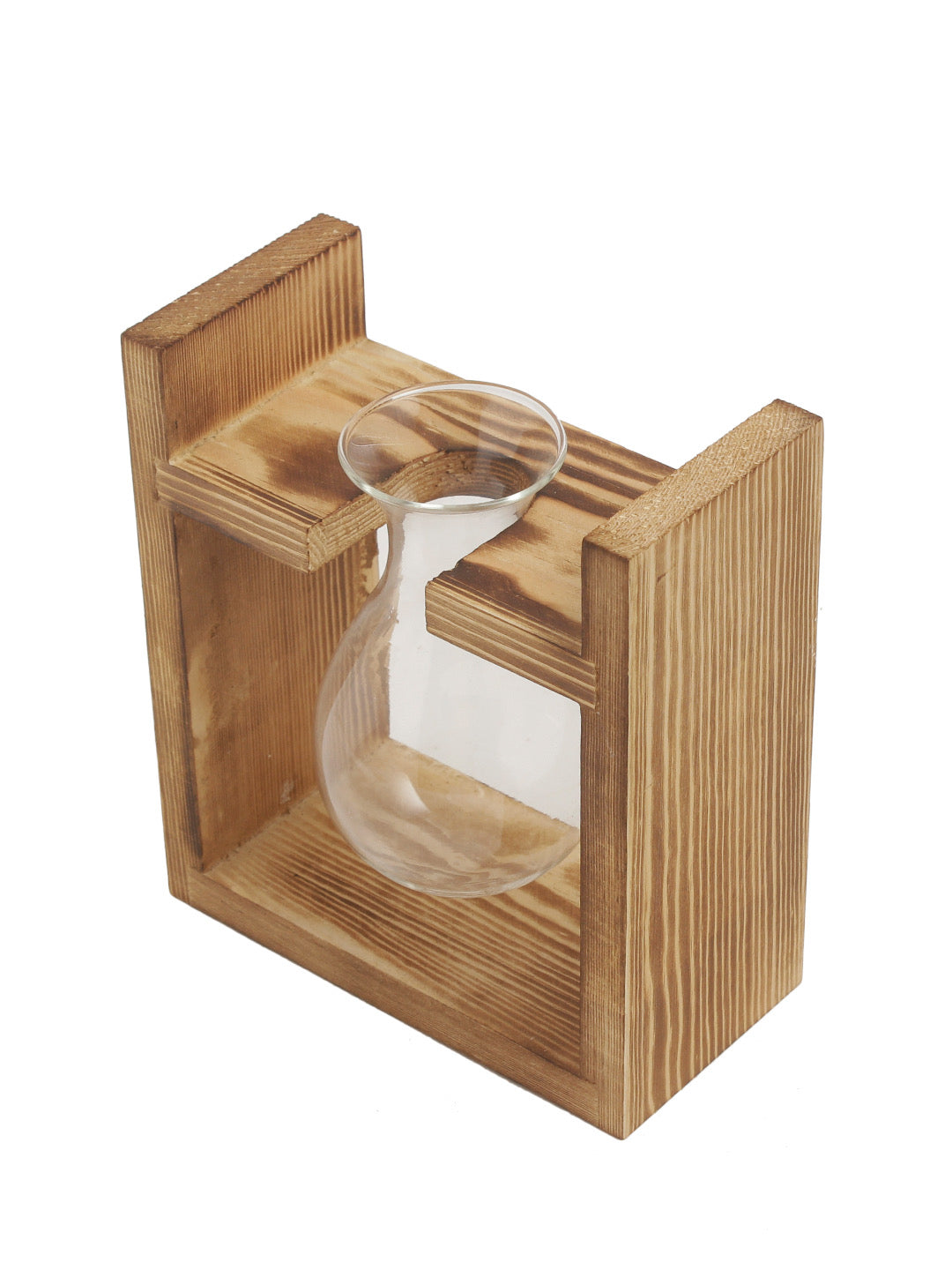 White Coloured Wood and Glass Vase - Default Title (VAS20347)