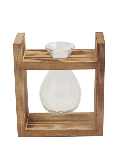 White Coloured Wood and Glass Vase - Default Title (VAS20347)