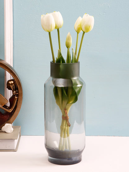 Thick Black Glass Flower Vase - Default Title (VAS21017)