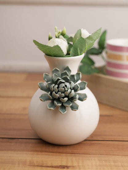 White Ceramic Flower Vase - Default Title (VAS210396WH)