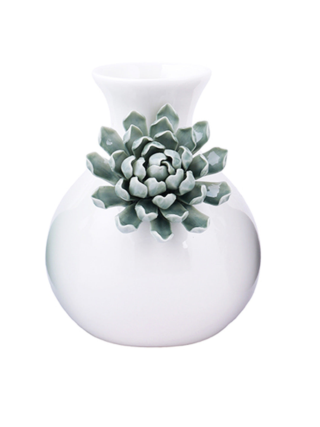 White Ceramic Flower Vase - Default Title (VAS210396WH)