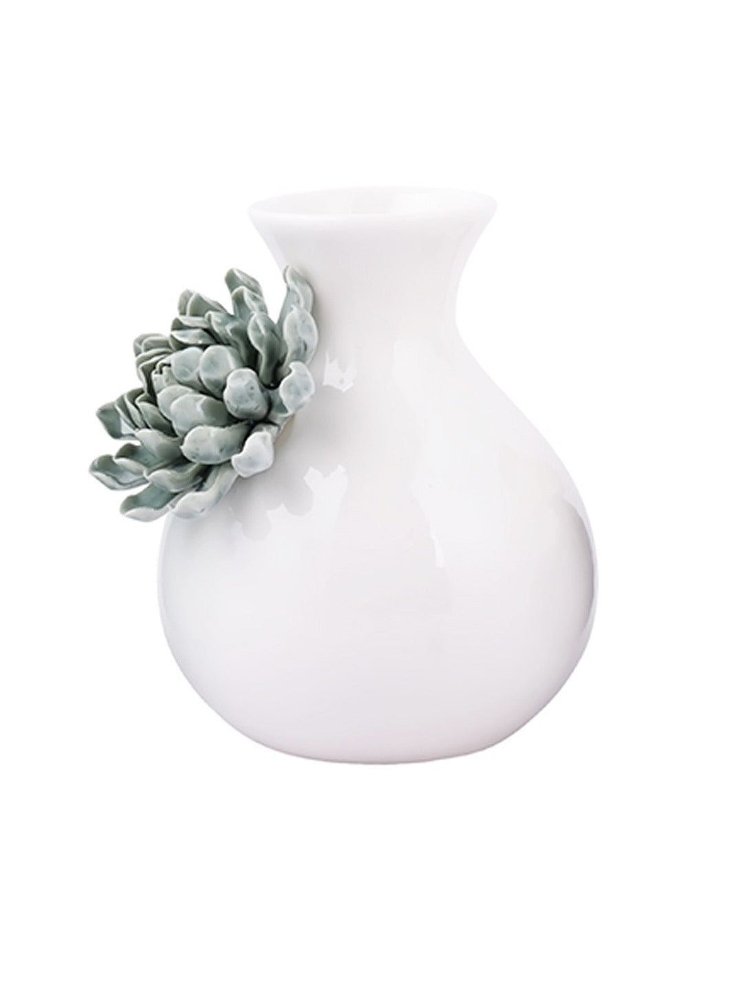 White Ceramic Flower Vase - Default Title (VAS210396WH)